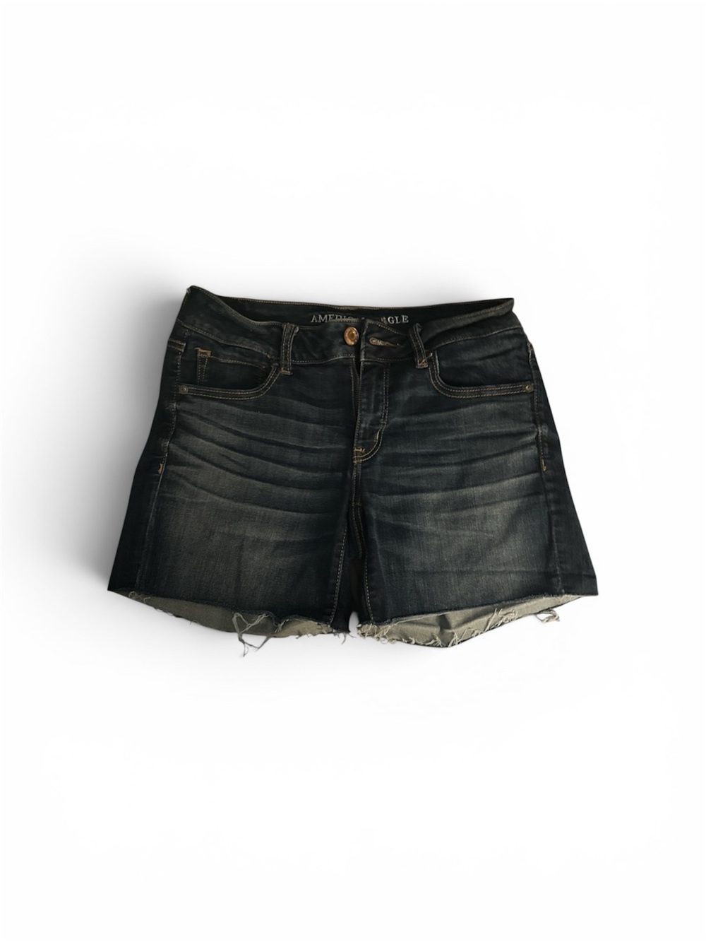 American Eagle Outfitters Dark Wash Denim Cutoff Midi Shorts